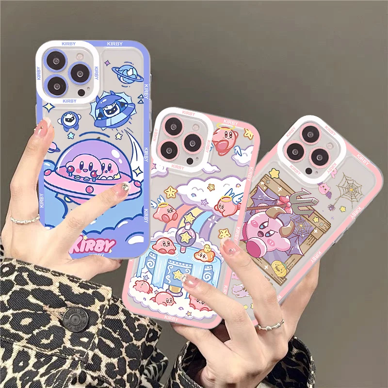 

Cartoon K-Kirby Phone Case For IPhone 14 13 12 11 Pro Max Mini X Xs XR 6 7 8 Plus SE 2020 Transparent Case