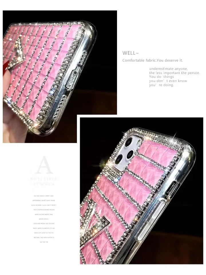 Роскошный брендовый розовый бриллиантовый квадратный хрустальный чехол для
