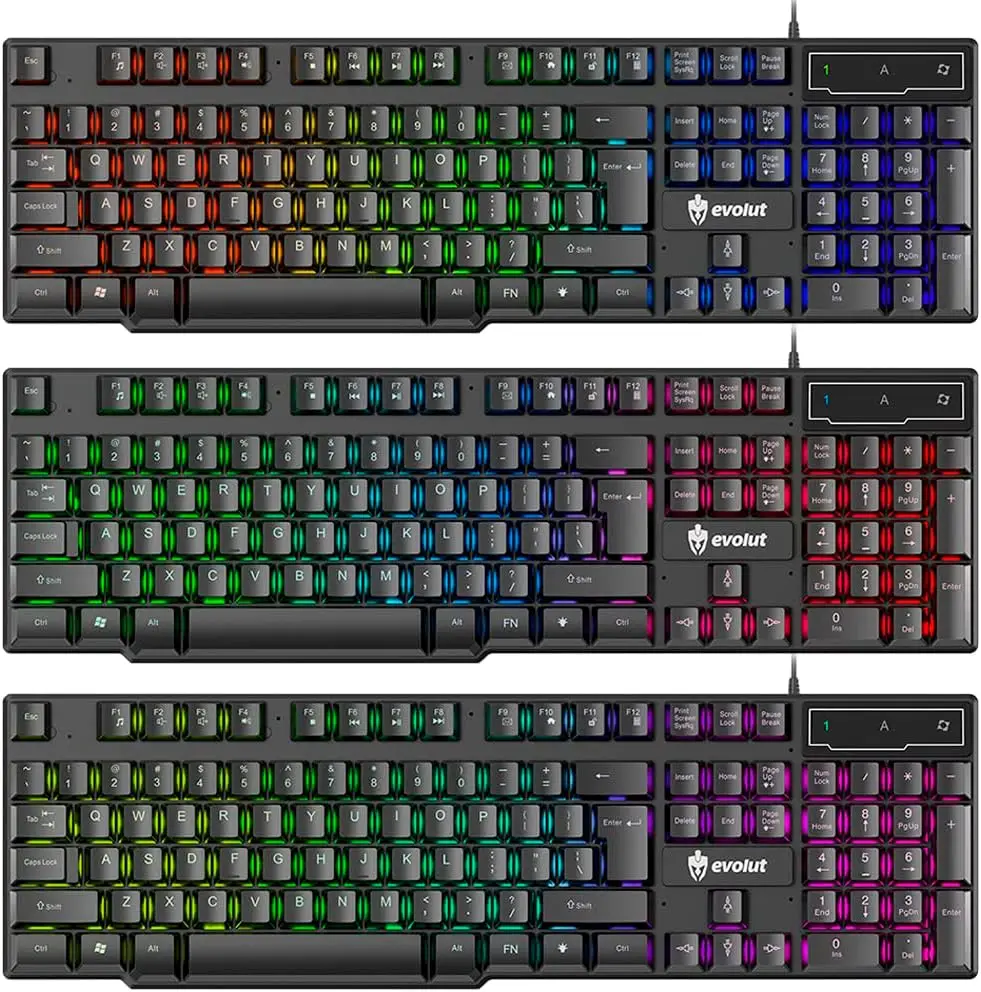 

Semi Mecanico Gamer para PC, PS4, Computador, Notebook com Led Iluminado Rainbow Backlight USB teclado mecânico gamer
