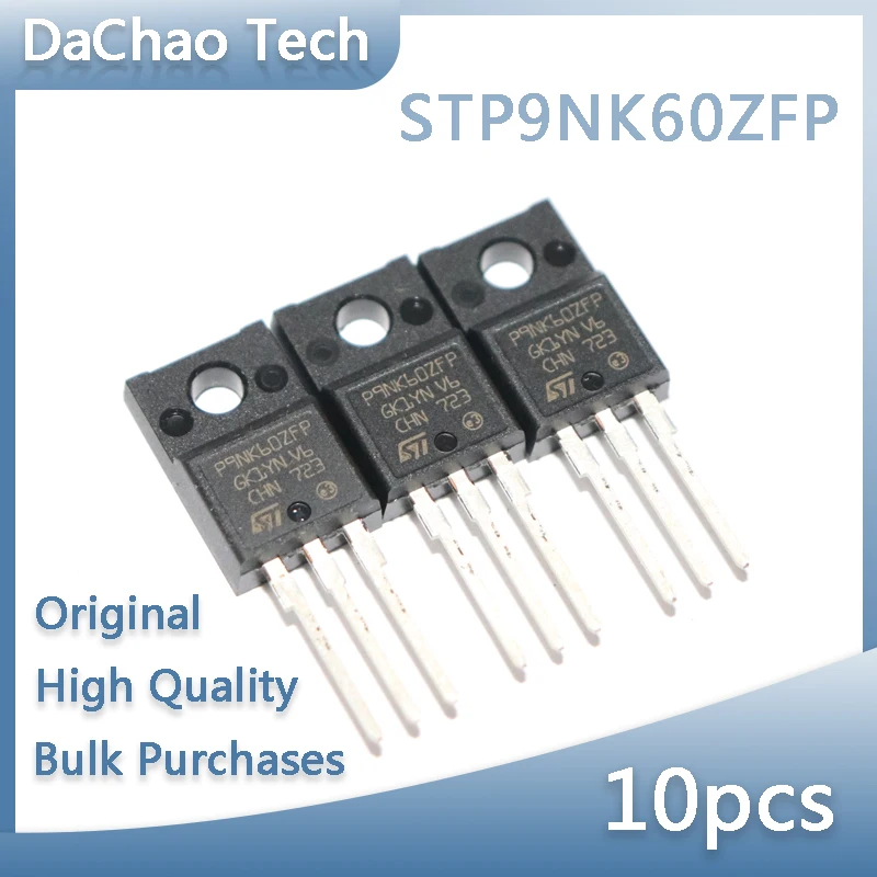 

10pcs STP9NK60ZFP 9NK60 9A 600V ST FET TO-220F Original New