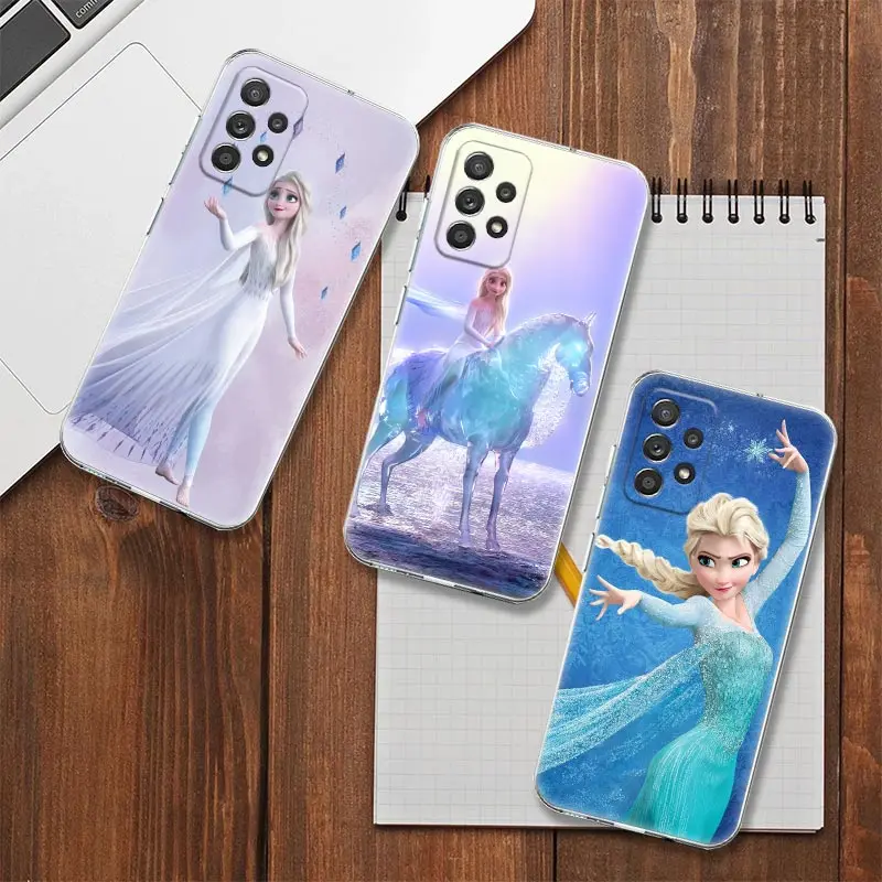 

Queen Elsas Frozen Princess Clear Coque For Samsung Galaxy A53 5G Case A52 A23 A13 A12 A32 A33 A73 A41 Cases Soft Silicone Cover