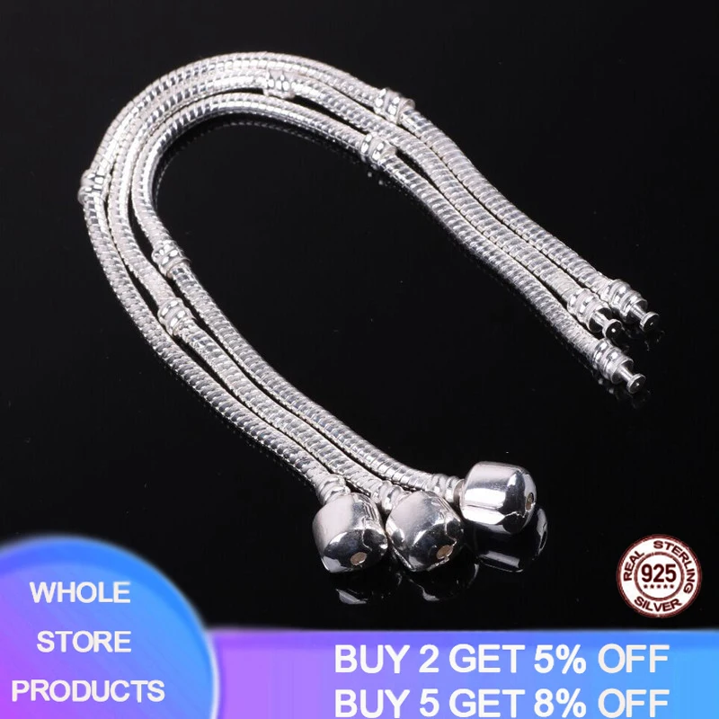 

Famous European Brand Bracelet with Certificate Authentic Tibetan Silver 925 3mm Basic Chain Fit DIY Charms Bracelet for Women