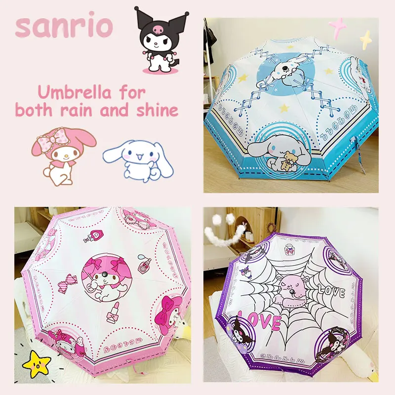 

Kawaii Sanrio My Melody Umbrella Kuromi Cinnamoroll Cartoon Sunny Rainy Umbrella Automatic Folding Anti ultraviolet Umbrella