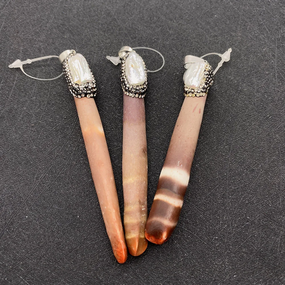 

Agate Long Brown with Brick Melon Clasp Pendant for DIY Jewellery Making Necklace Bracelet Earrings Accessories Wholesale