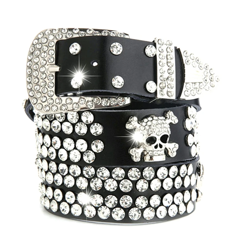 

Bling Rhinestone Belts for Women Studded Leather Belt for Country Music Festival Horse Show Club Rocks Band Dropship