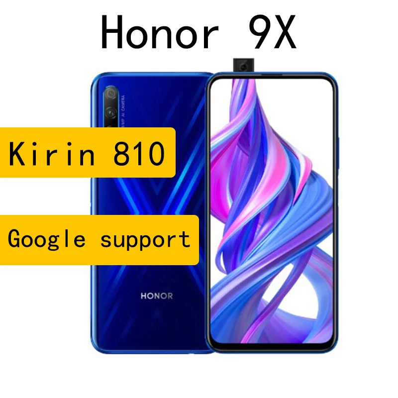 

Honor 9X smartphone 4GB RAM 64GB ROM Cell Phone Kirin 810 Octa Core 6.59inch Android 9.0 48.0MP 4000mAh global rom