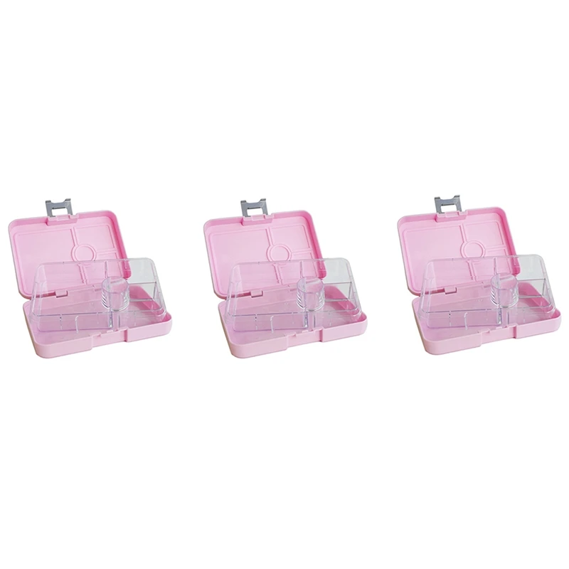 3X Bento Box Lunch Box For Kids/Adults Bento Box With Compartments Leak Proof Bento Box For School/Picnic Travel(Pink)