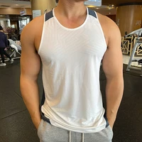 men running vest new 2022 summer gym workout sleeveless shirt ice silk quick dry fitness bodybuilding tank tops elastic training