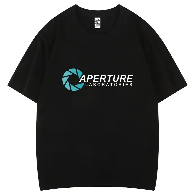 Фото Лидер продаж, модная хлопковая футболка с логотипом Portal 2, Aperture Laboratories, мужские и женские креативные дышащие повседневные топы для вентиляторов видеоигр №1