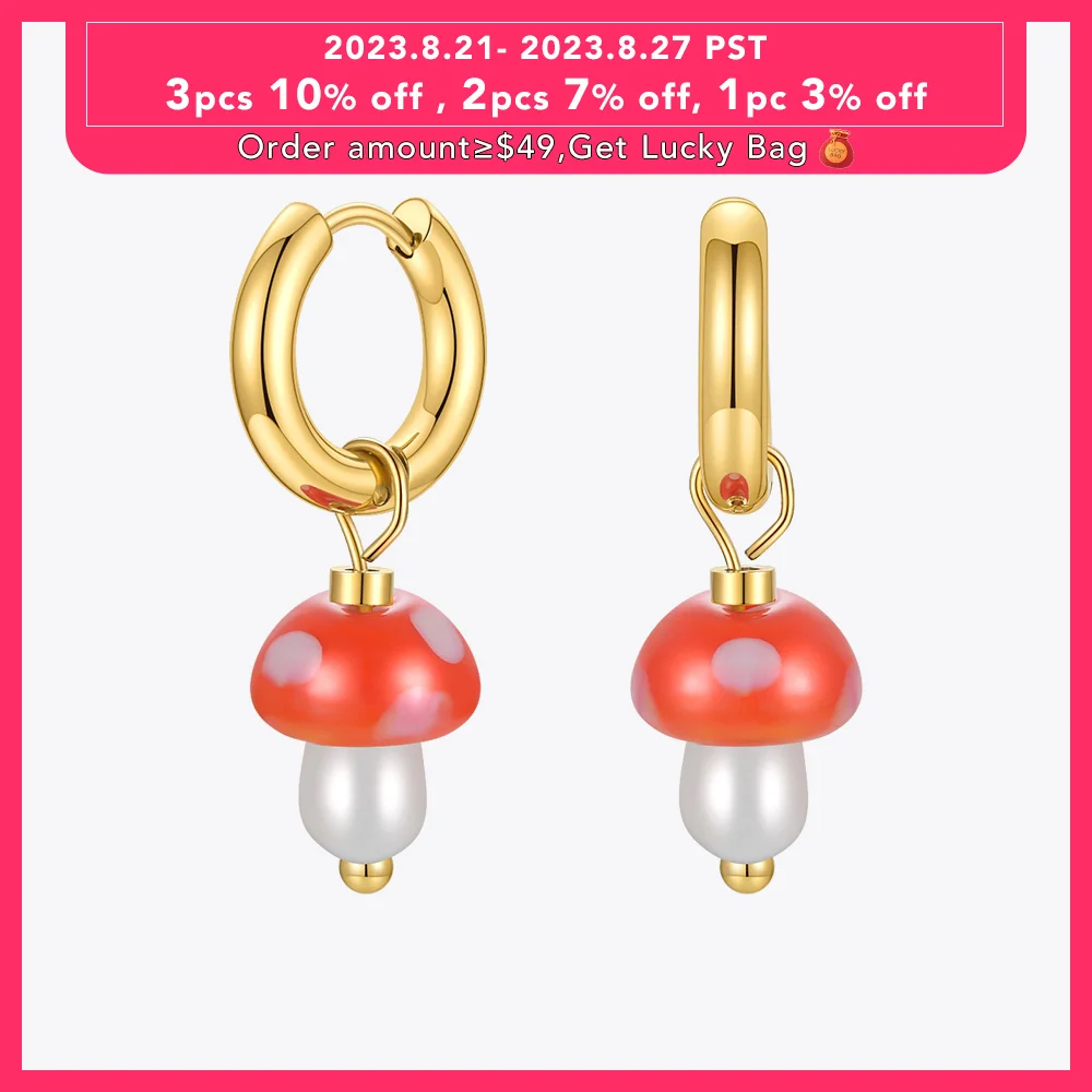 

ENFASHION Mushroom Drop Earrings For Women Resin Fashion Jewelry Gold Color Earings Stainless Steel Christmas Kolczyki E211316