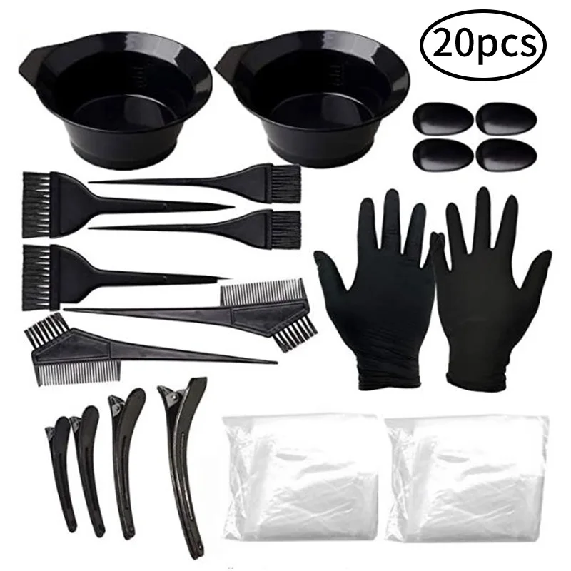 

Hairdressing tools Comb Set one-time hot dyeing and baking oil 20 pieces shawl bowl brush earmuff glove clip hair dyeing comb