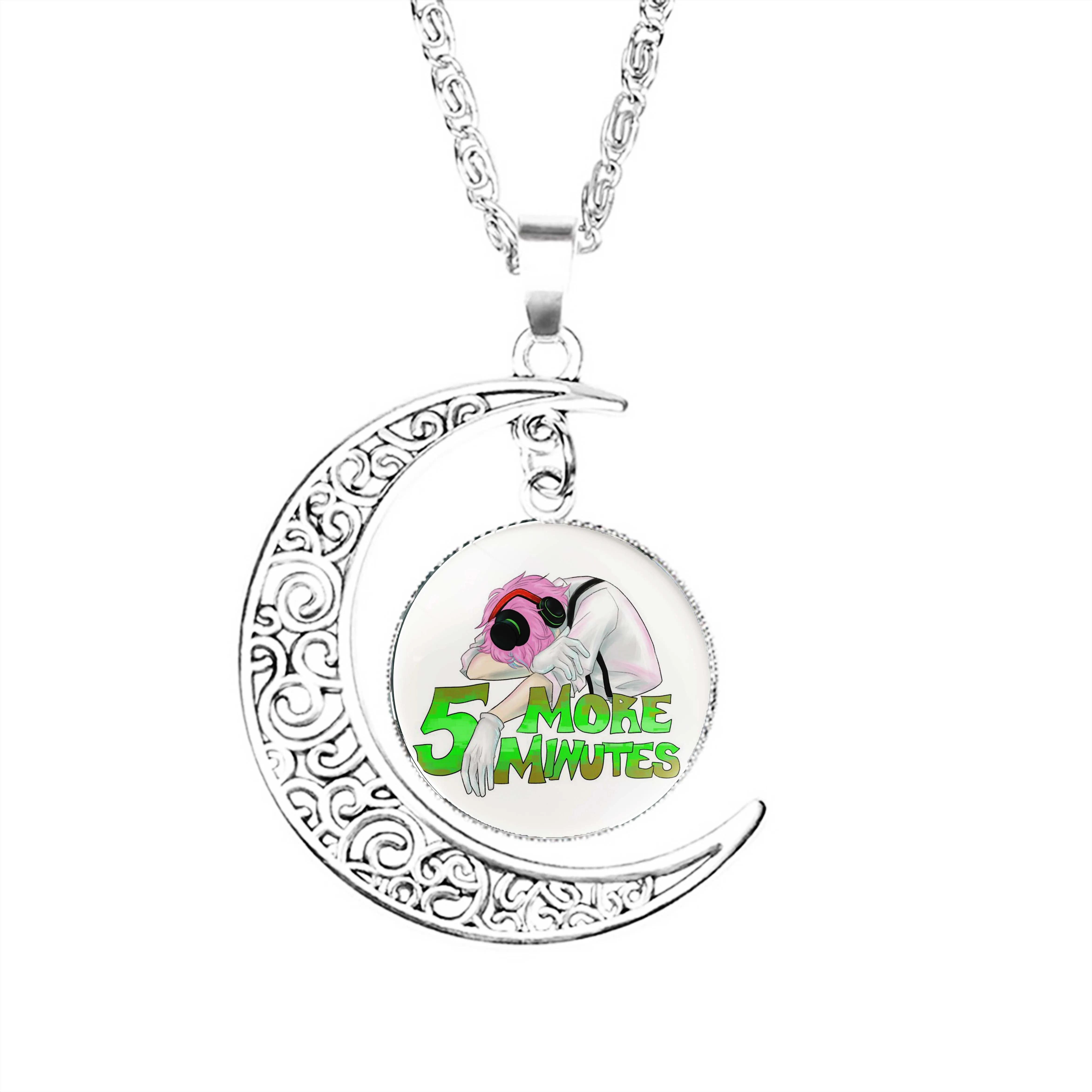 

Sleepy Djmm Moon Necklace Pendant Dome Girls Boy Stainless Steel Charm Jewelry Lovers Crescent Lady Jewelry Accessories Party