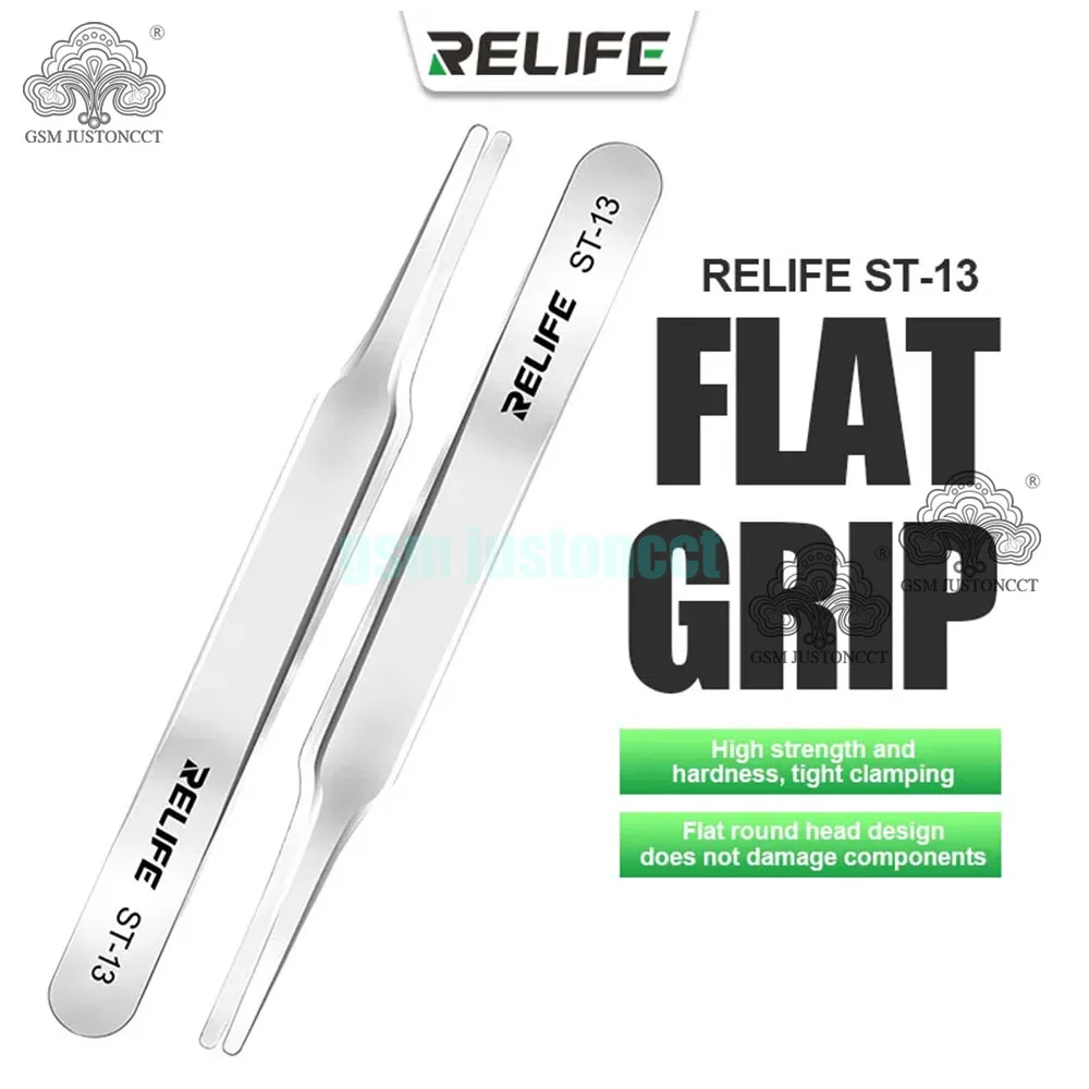 

RELIFE ST-13 Precision Flat Tip Tweezers Non Magnetic Used in Mobile Phone Maintenance,Integrated Circuit Maintenance,Handmade