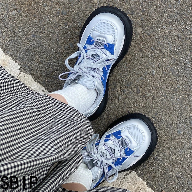 

Нишевые оригинальные дизайнерские весенние туфли на толстой подошве с большой головкой в стиле ретро подходящие ко всему Спортивные Повседневные женские туфли