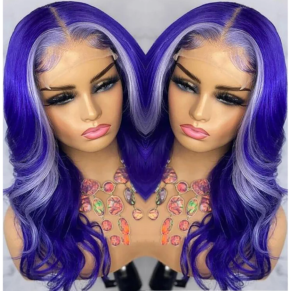 purple Highlight Wig Human Hair body wave lace front Wig 13x6 360Lace Frontal Wigs HD Transparent 613 colored Blonde brazilian