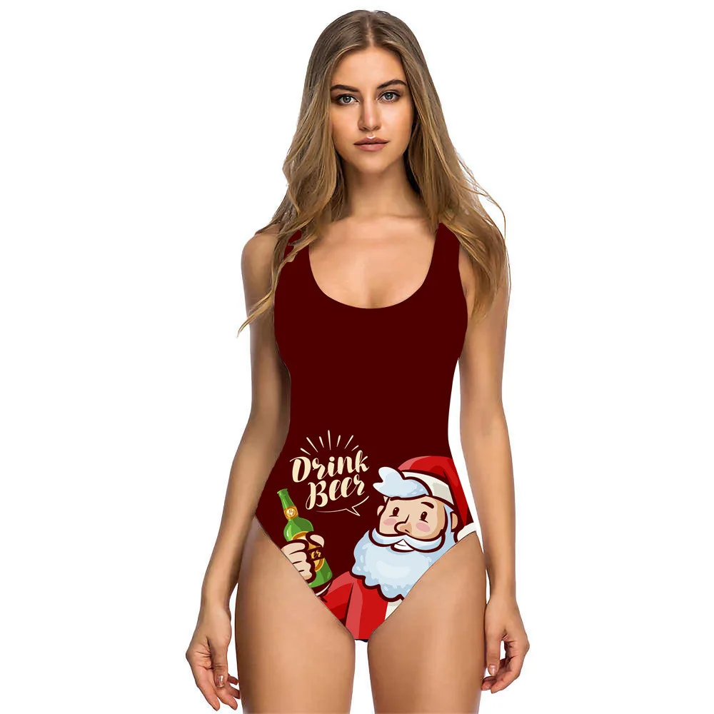 

Слитный купальник с принтом 11 цветов, женский купальный костюм, женский Рождественский купальный костюм 2023, новогодняя пляжная одежда, заба...