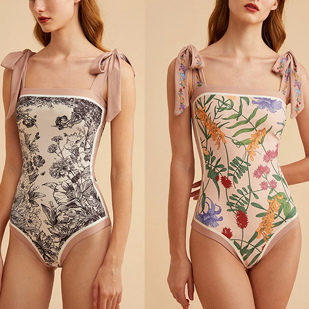 

Новинка 2023, слитный купальник с двусторонней завязкой на плечах и юбкой, женский купальник с оборками, роскошный купальник-монокини в стиле ретро, летний купальный костюм