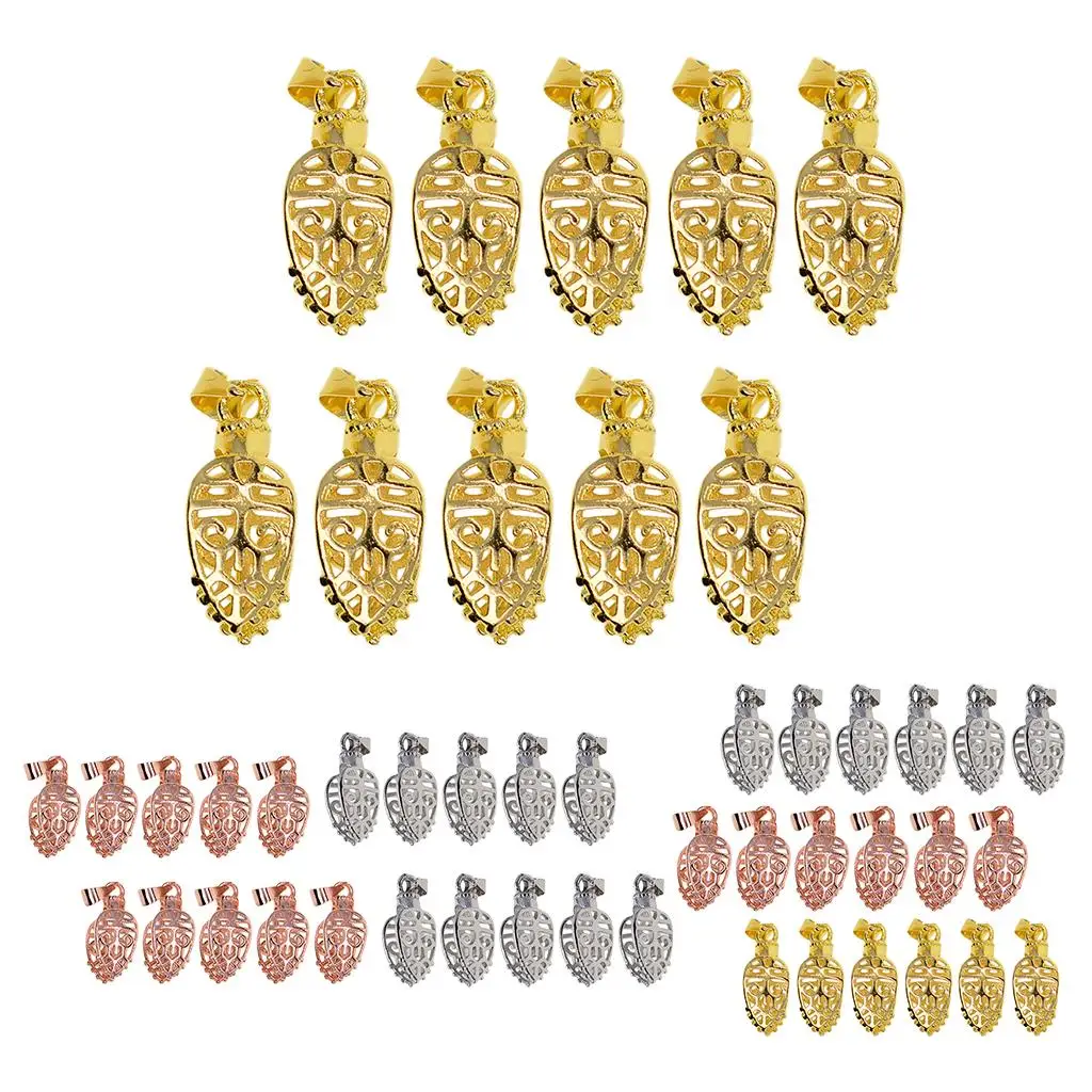 

10 Piece Brass Filigree Necklace Pendant Dangle Charms Pinch Bails Clasp Clip Jewelry Making Findings Connectors