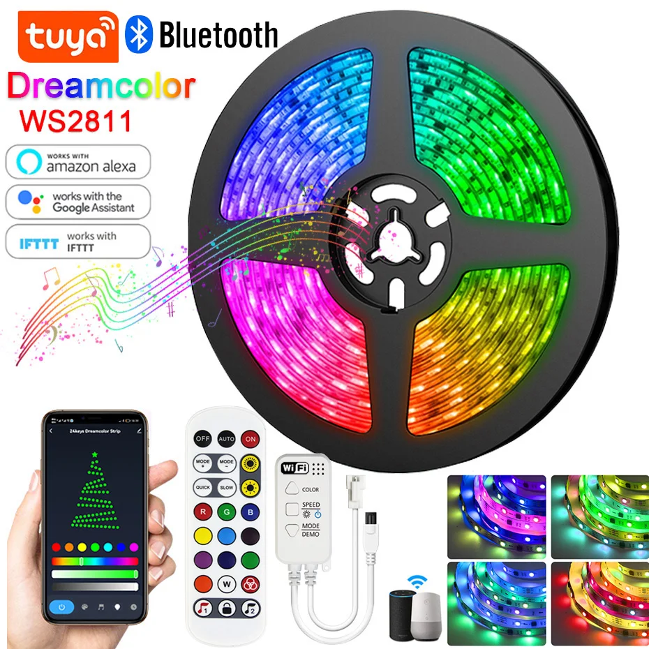 

Умная Светодиодная лента Tuya WS2811 12 В с поддержкой Wi-Fi и RGBIC