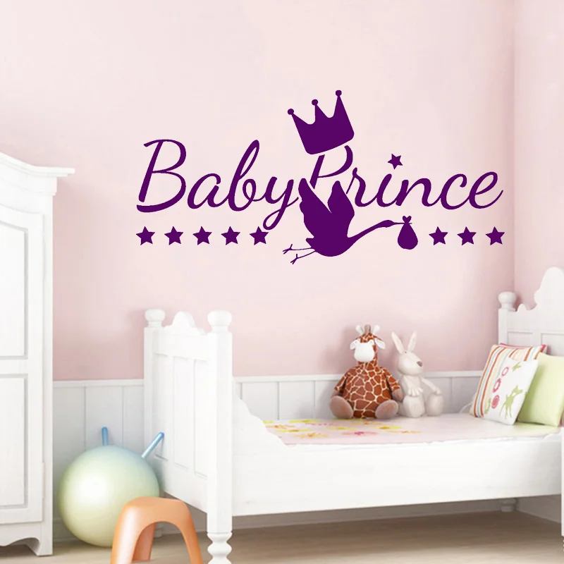 

Baby Prince Wall Sticker Stars Vinyl Decal Crown Beautiful Swan Home Decor Kids Bedroom Living Room Decoration Child's Art Mural
