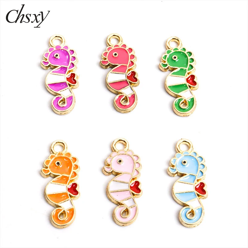 

10pcs Seahorse Enamel Charms Pendants for Jewelry Making DIY Earrings Necklaces Keychain Handmade Findings Accessories Wholesale
