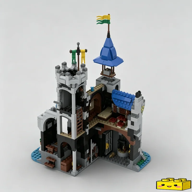 Фото Конструктор MOC «Средневековая крепость на берегу озера» (933 детали), модель башни графства, архитектурная головоломка, развивающая игрушка для сборки своими руками, коллекционный подарок №2
