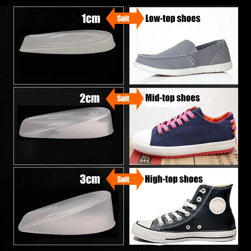 Height Increase Half Insoles for Shoes Men Heel Lift Inserts Silicone Gel Heightening Shoe Insole for Women Sneakers Foot Pads