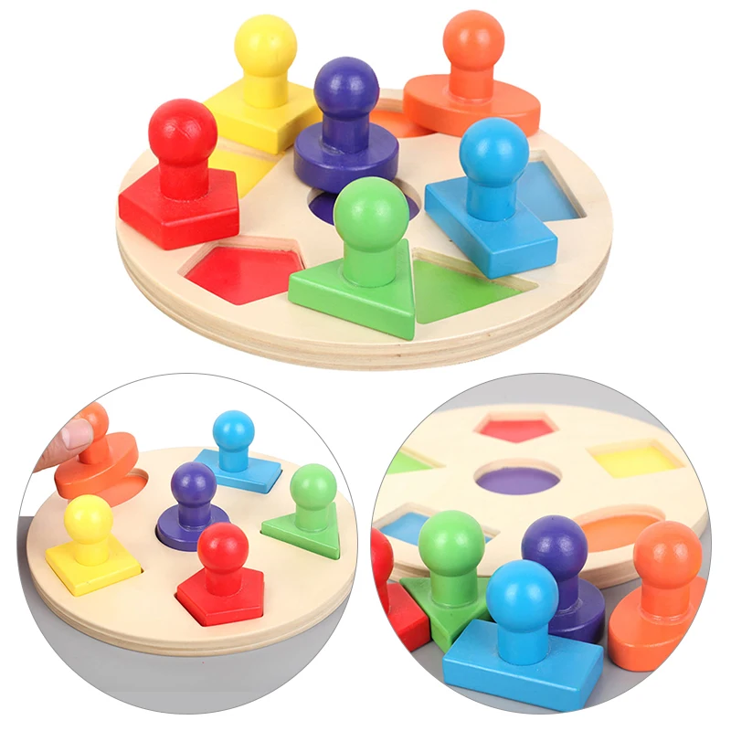 

Развивающая игрушка Монтессори с геометрическим рисунком, Деревянные Игрушки для раннего развития, безопасная познавательная игрушка, пор...