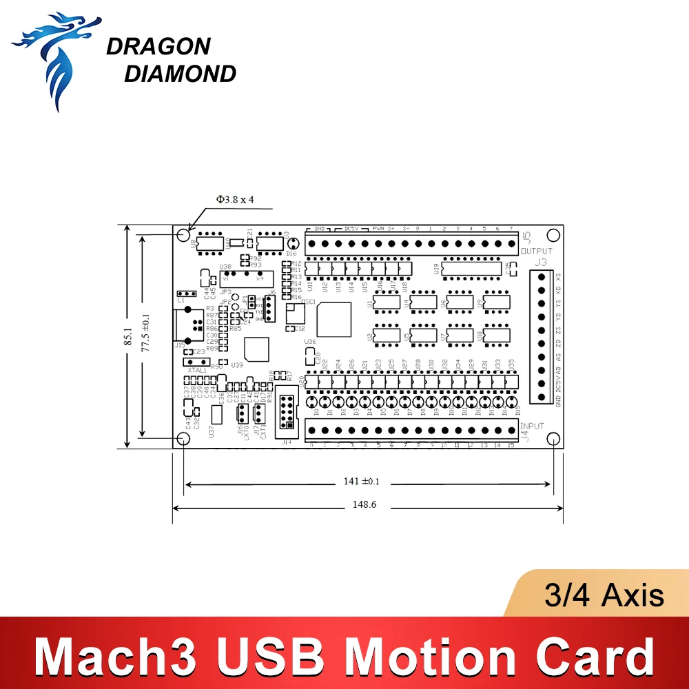 USB 200 кГц 3-осевой 4-осевой фрезерный станок с ЧПУ