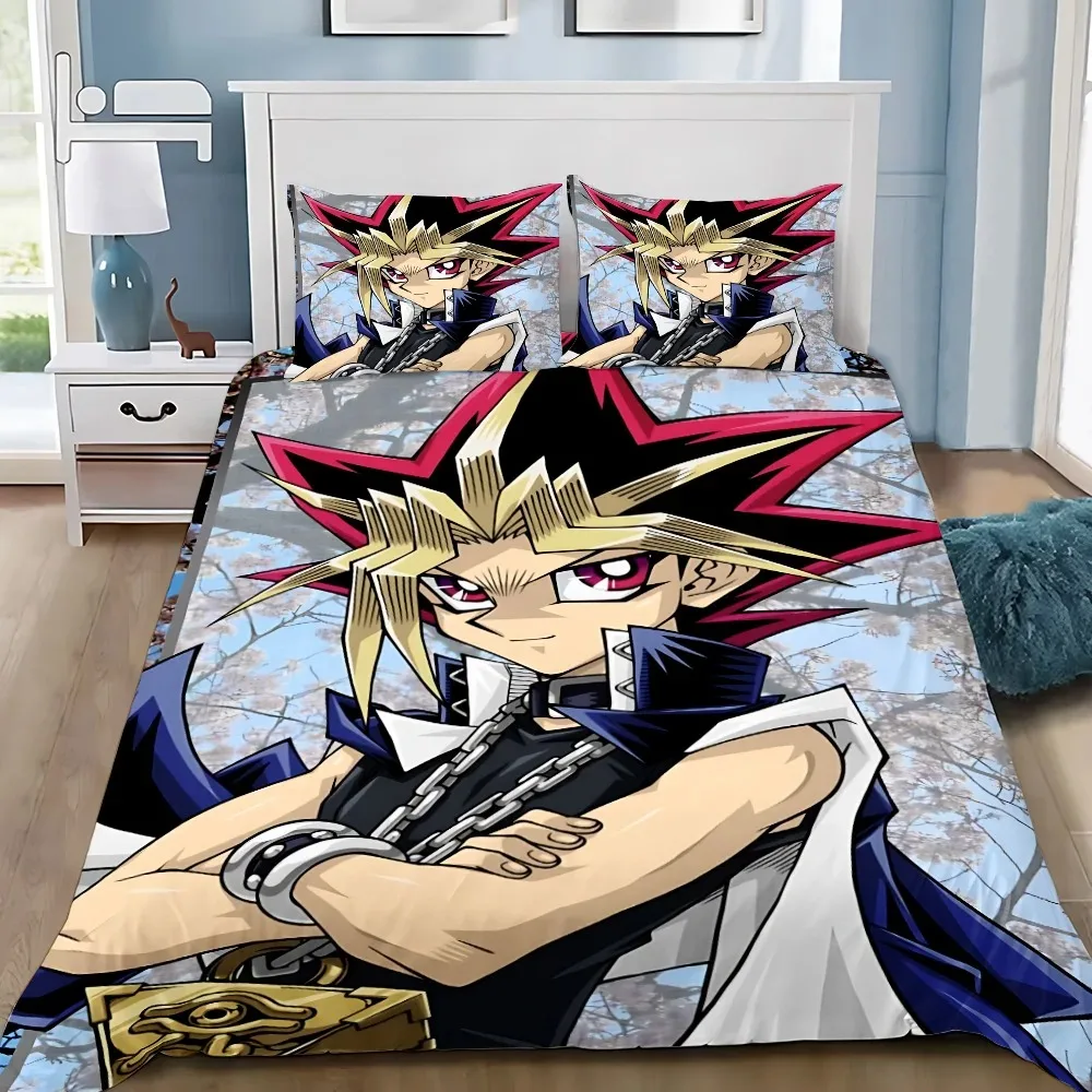 Фото Комплект постельного белья с аниме-принтом Yu-Gi-Oh! Фараон Атем, пододеяльник, наволочка, для взрослых, мальчиков и девочек, для спальни, подарок для детей, односпальный, двуспальный, большой размер №3