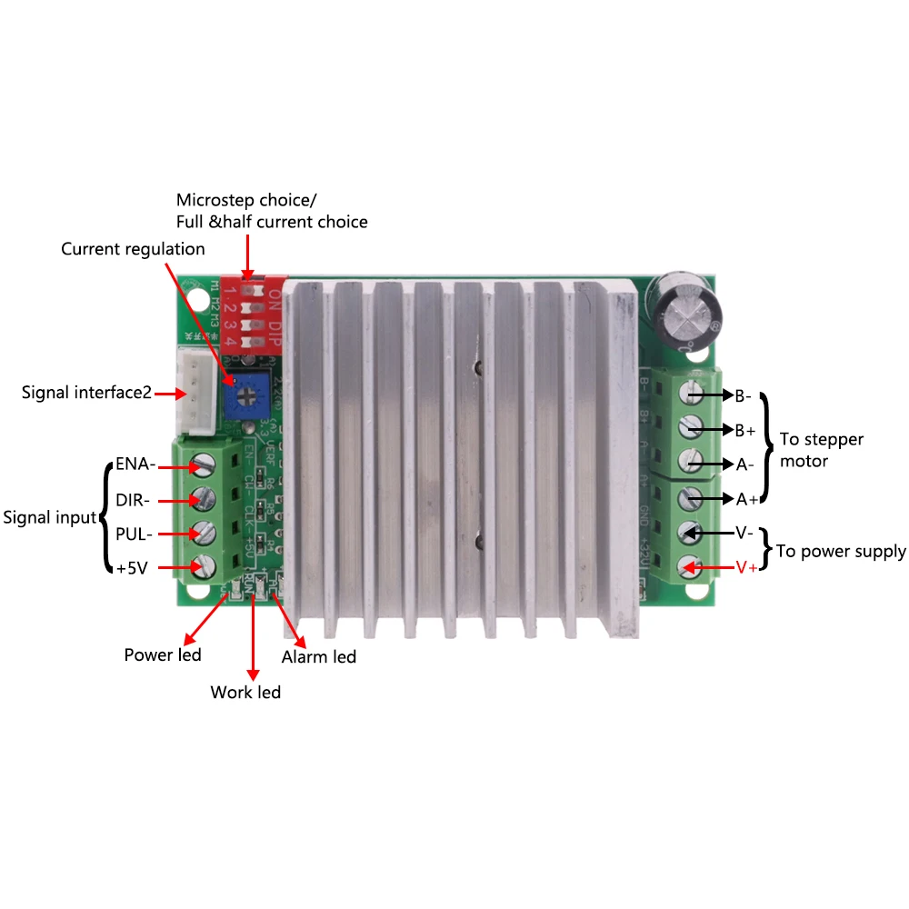 Single Axis TB6600 4.5A DC 10-45V Two Phase Hybrid Stepper Motor Driver Controller Board TB6560 Module Short Circuit Protection |