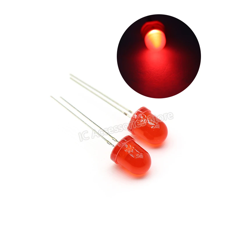 

20pcs 8MM red LED light-emitting diode lamp beads bright round head long feet fog-like astigmatism indicator