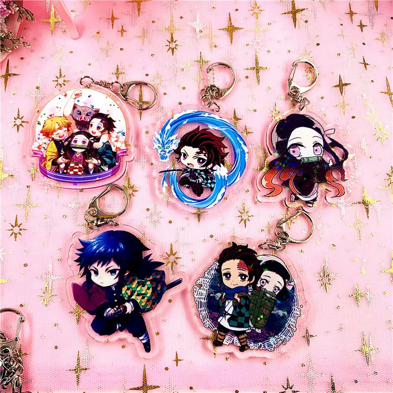 

New Demon Slayer Kimetsu No Yaiba Blade of Ghost Keychain Cute Characters Acrylic Pendant Car Key Chain Fans Gift Anime Jewelry