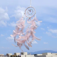 creative white dream catcher pendant pink feather pendant room pendant wall decorations shooting props with lights