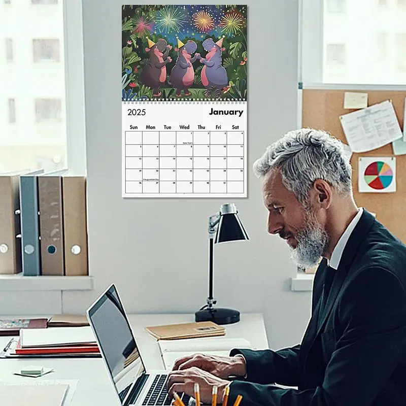Календарь бегемота на 2025 год забавный подвесной календарь плотная и прочная