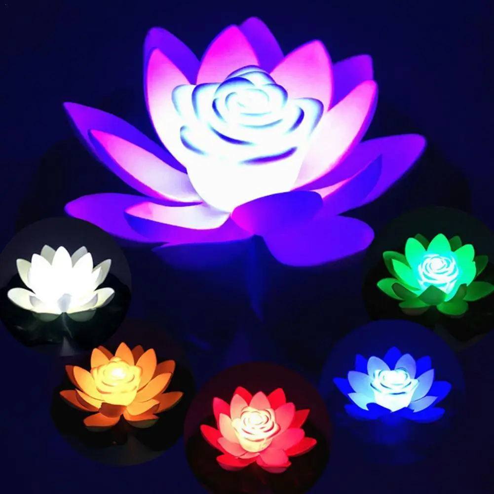 

LED Waterproof Floating Light Battery Operated Lily Flower Wishing Night Lamp Pool Garden Fish Tank Wedding Decoration