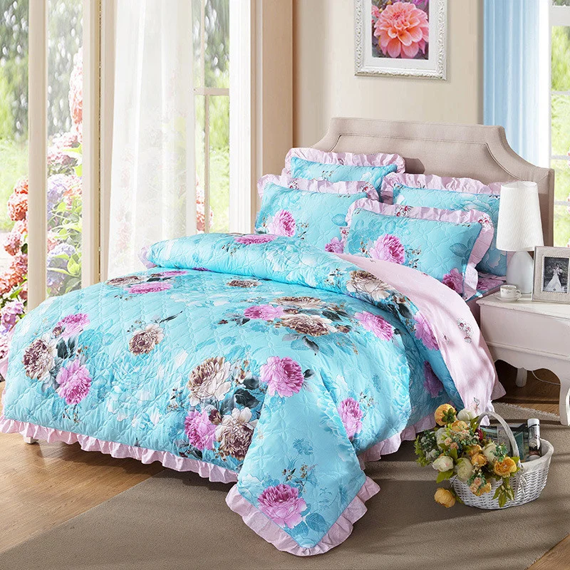 

Colorful Vibrant Flowers Duvet/Comforter 4/6Pcs Bedding set 100%Quilted Cotton Duvet Cover Bedspread Pillow shams