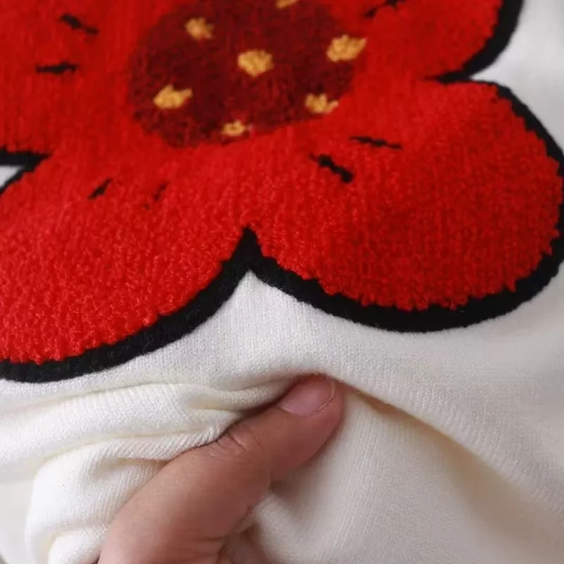 Осень/зима женский свитер Kenzos с цветочной вышивкой Begonia облегающий пуловер