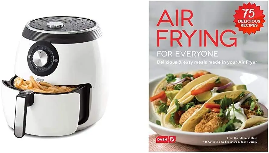 

Deluxe Air Fryer + Oven Cooker, White & DCB001AF Air Fryer Recipe Book for Healthier + Delicious Meals, Snacks & Desser