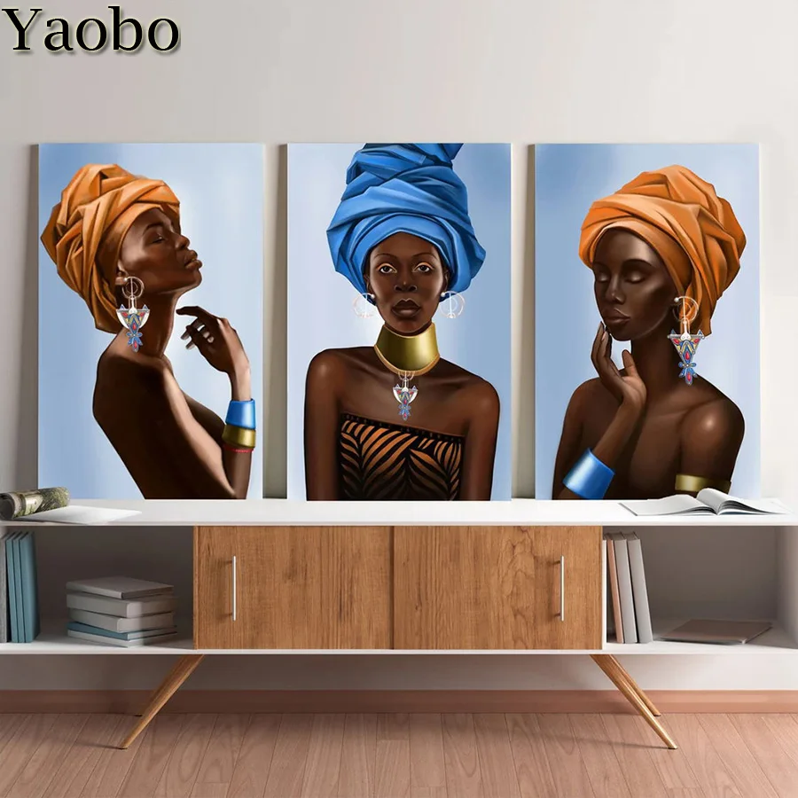 

Алмазная мозаика 5D «сделай сам» для африканской женщины, алмазная живопись, Набор для вышивки крестиком, картины Стразы, домашний декор, под...