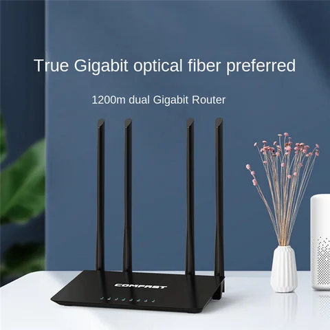 COMFAST Wifi маршрутизатор Двухдиапазонный гигабитный 2,4G 5,8 ГГц 1200 Мбит / с Беспроводной маршрутизатор Wifi ретранслятор и антенны 4X5DBI US Plug