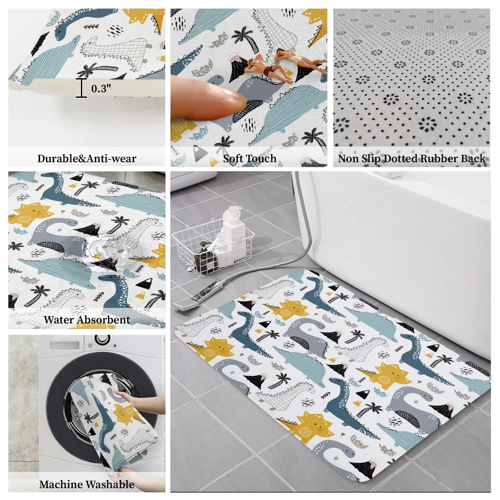 Милый мультяшный динозавр кавайный напольный коврик для входной двери гостиной