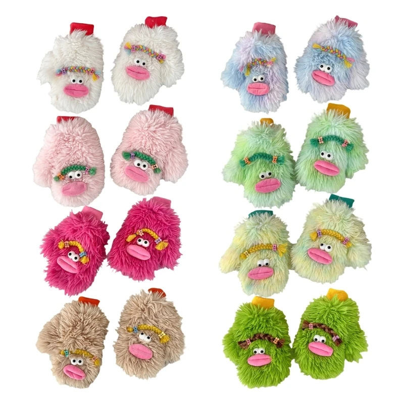 

Женские зимние теплые плюшевые перчатки, эластичные мягкие варежки с длинными пальцами, перчатки