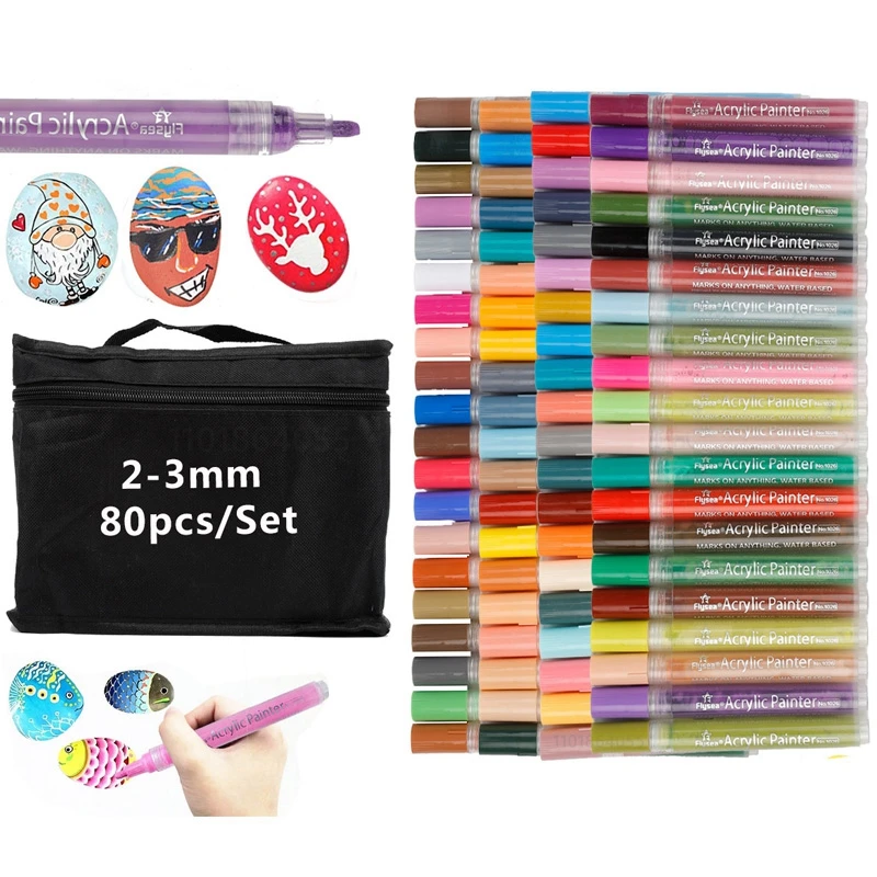 

48/50/80 Colors Acrylic Paint Markers Pens,for Rock Painting,Ceramic,Glass,Wood,Fabric Painting,Canvas Metal.Christmas Gif