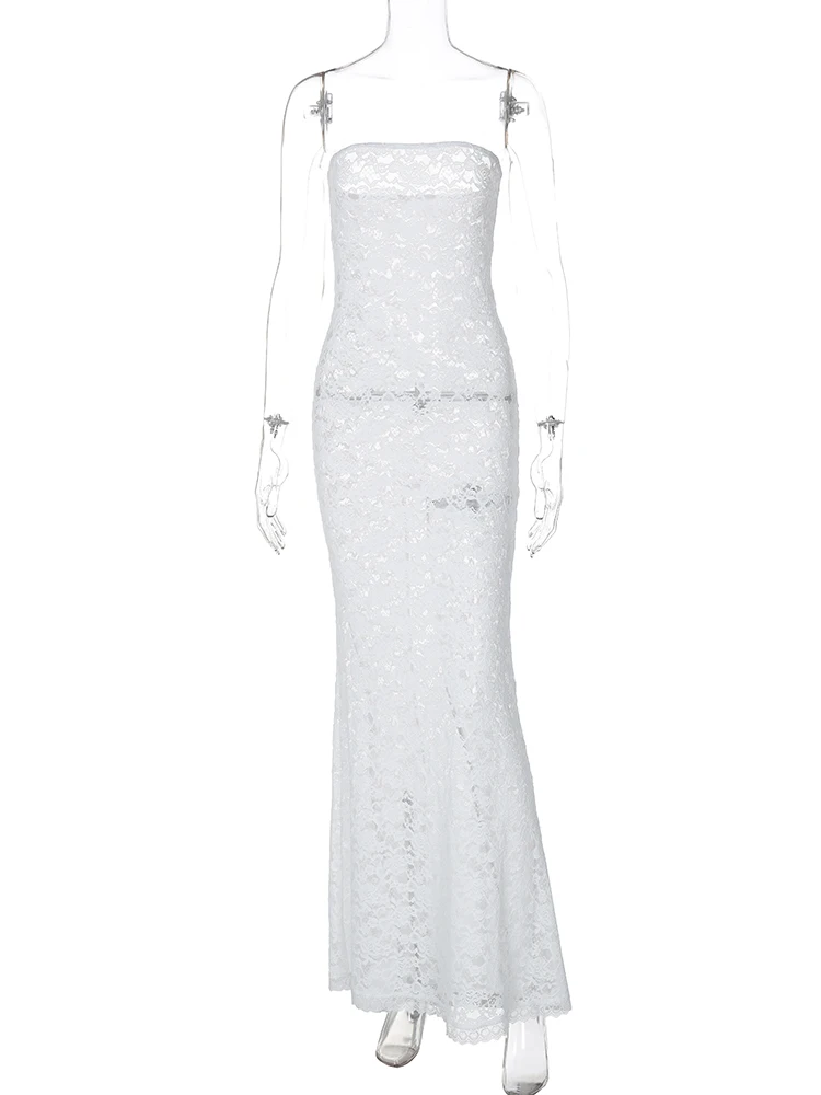 Женское сексуальное облегающее платье Hawthaw белое длинное без бретелек для клуба