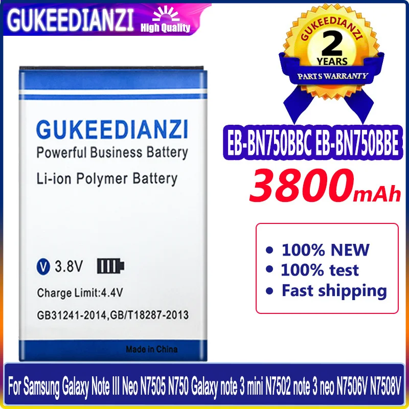 

Battery EB-BN750BBC EB-BN750BBE 3800mAh For Galaxy Note 3 Note3 Neo N750 N7505 N7502 N7500Q N750K N750S E510 Bateria Warranty