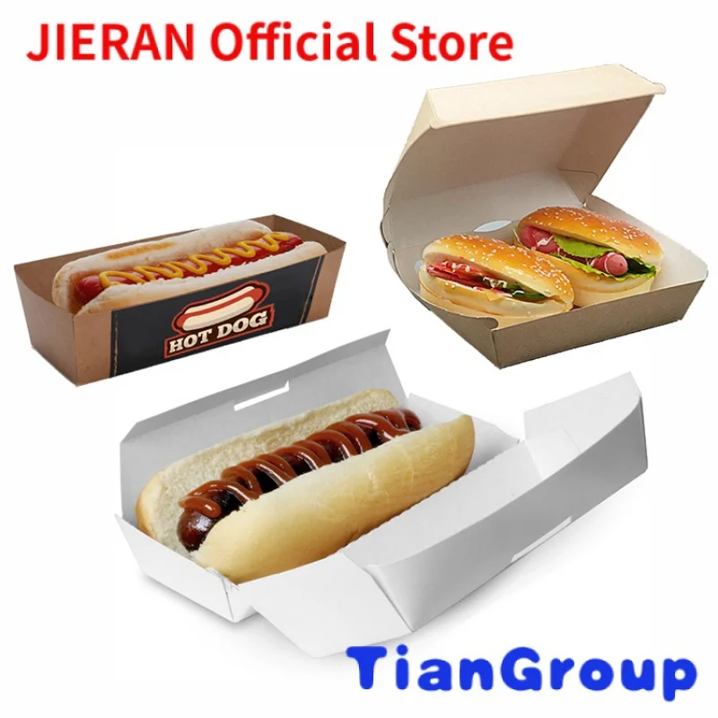 

Custom design printed logo disposable mini cardboard corrugated kraft lunch fries hot dog hamburger burger packaging paper box