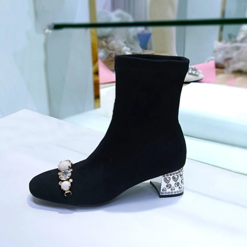 Женские ботильоны на высоком каблуке с кристаллами новые дизайнерские Роскошные