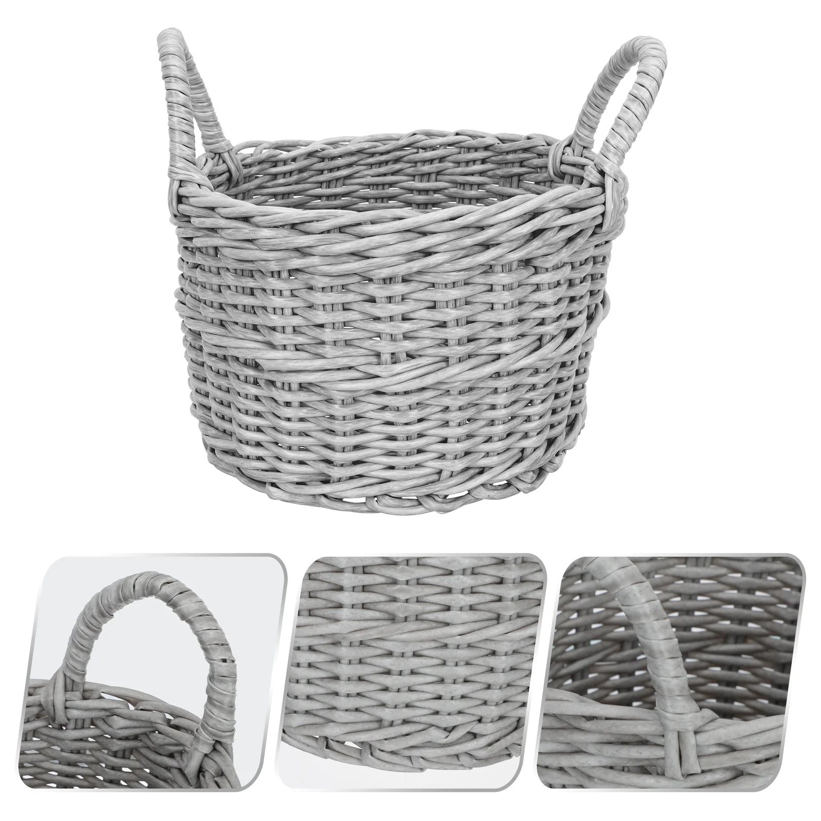 

Basket Storage Fruit Container Desktop Woven Snackssundries Flower Rattan Storagebasket Organizer Wicker Baskets Crochet Wooden