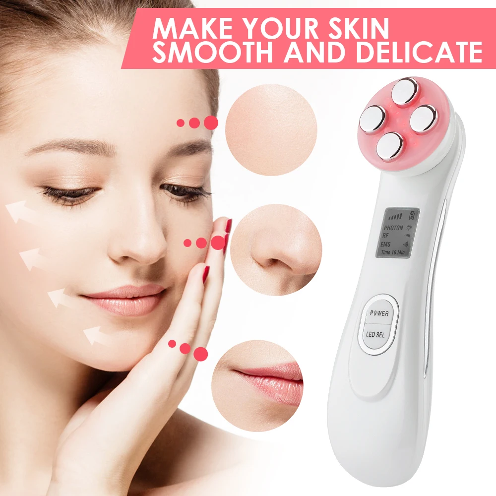 

5 in 1 RF&EMS Mesotherapy Electroporation Face Beauty Machine Radio Frequency LED Photon Skin Rejuvenation Tightening Brighten